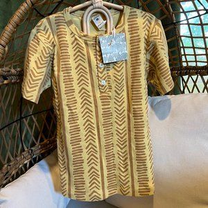 NWT Kate Quinn Boho Stripe Yellow Shirt Top Size 7Y Organic Cotton